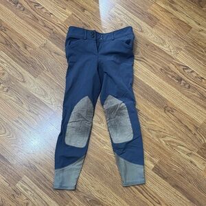 RJ Classics Navy Blue Riding Breeches with Tan Patches